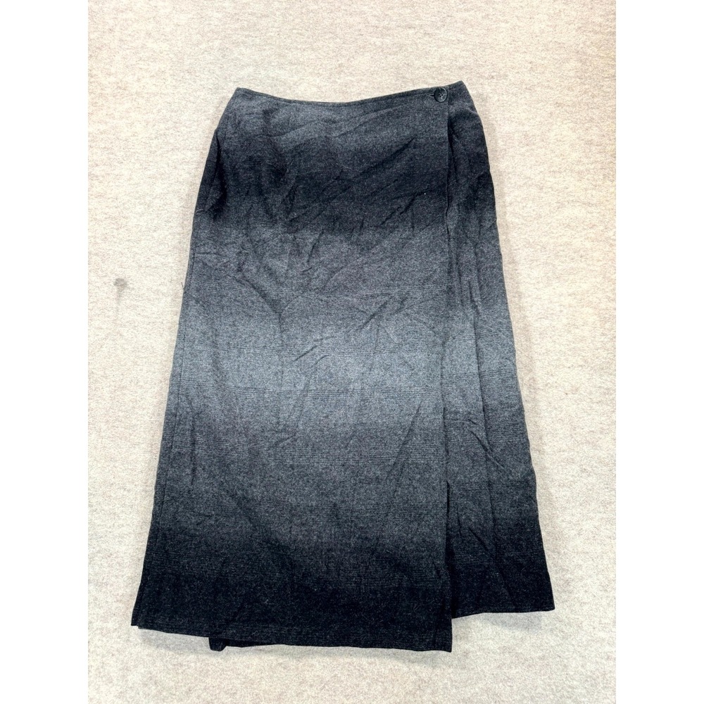 Liz Claiborne Wrap Skirt Womens 10 Charcoal Gray Wool Striped Ombre Lizsport